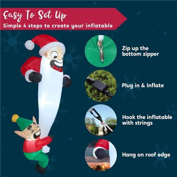 6 FT Christmas Inflatables Decor, Inflatable Hanging Elf...